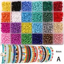 1 caja de cuentas de semilla de laca sólida de 3 mm / 4 mm, 24 colores de cuentas de semilla para hacer pulseras, cuentas para pulseras de la amistad para niñas y adultos, cuentas pequeñas para manualidades de joyería DIY