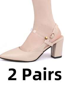 1 Pair High Heels Bundled Shoelaces Lace Up Women's Summer Sandals With Non Slip Laces, Transparent And Invisible, No Drop Heel Strap, High Heels, Anti Drop Heel Artifact