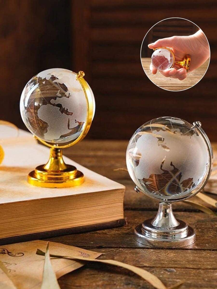 Đồ trang trí quả cầu thủy tinh mini, Quả cầu pha lê thế giới chặn giấy cho bàn làm việc, Trang trí nhà cửa, Quà cưới, Màn hình hình cầu siêu nhỏ, Trái đất hình cầu - Nhiều màu - Xem 1