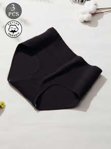 3 Pares de Calcinhas de Cintura Alta Femininas, Calcinha de Algodão Puro Plus Size, Respirável e Confortável, Cueca Básica Sem Costura e Elástica