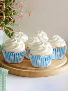 100 Count Cloud Blue Cupcake Liners White Light Cupcake Wrappers Paper Blue Muffin Cups Birthday Theme Party Baking Cups Baby Shower Decor Could Baking Wrapping And Packaging For Party Supplies