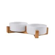 Dog Bowl Cat Bowl Ceramic Bowl Water Bowl Wooden Frame Protection Cervical Spine Tall Dog Drinking Bowl Pet Bowl Pet Supplies