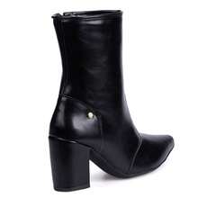 Domidona Women's Short Boot With Block High Heel And Pointed Toe - màu đen - Xem 4