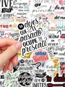 50pcs Pack Spanish Inspirational Stickers For Scrapbooking, Notebook, Phone Case, Guitar, Skateboard, Tablet