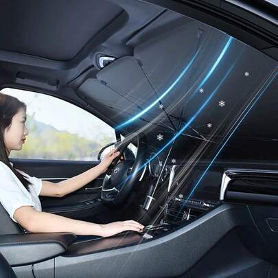 Umbrella Style Car Front Windshield Sun Shade Sun Visor Anti-Uv Folding Sunshade Heat Insulation Board 140*80cm