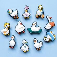11 PCS Duck Series, DIY Charms For Shoe Key Chain Sandals Beach, PVC Shoe Charms For Clogs Premium Quality Popular Decorations Accessories Great Gifts, Birthday, Party