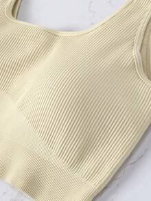 Plus Size Women Seamless Knit Comfortable Breathable Sports Bra - Apricot - View 4