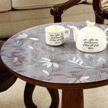 1pc Round PVC Transparent Tabletop Protector Mat, Odorless And Washable, Waterproof, Heat Resistant, Anti-Scratch Table Cover, 1.0mm Thick, Suitable For Dining Tables, Coffee Tables, Home And Restaurant Use, Seamless Design, Transparent Material