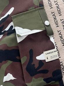 [Spring/Summer] Men's Cargo Camo 7-Inch Shorts, Multi Pockets Casual Drawstring Waist Loose Summer Pants - Army Green - View 6