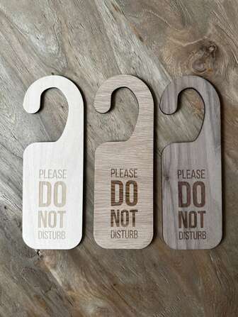 Do Not Disturb Wooden Hotel Door Sign - Keep Out-Private-Privacy Requested-Not Available Raw Wood 9.8x3.1
