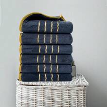 MIDENSI Juego de 6 toallas súper suaves MidEnsi - Secado rápido, toallas de baño y de mano ultra absorbentes, diseño a rayas, adecuado para uso en el hogar, hotel y spa, decoración de baño, decoración de otoño, regreso a la escuela, para salón de belleza, hogar y baño