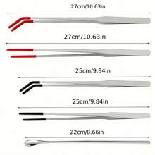 Set di attrezzi in acciaio inossidabile per l'alimentazione di rettili, con testa in gomma - Pinzette per rettili striscianti, adatte per lucertole, lucertole dalla criniera, geco, rane, criceti, tartarughe, pesci, conigli, distributori d'acqua per conigli, mangiatoie, cucchiai per l'alimentazione delicata della bocca, accessori per animali striscianti