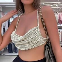 1 chiếc vòng cổ ngọc trai giả nhiều lớp, gợi cảm, thời trang, cá tính, tinh tế, phụ kiện dự tiệc cưới. - trắng - Xem 2