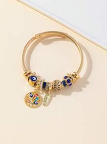 1 buc. Ochi ai diavolului și Arborele vieții și Ruj Breloc Brățară reglabilă din oțel inoxidabil, potrivită pentru femei, petrecere, bijuterii, cadou pentru Îndrăgostiți, mame, mame, ziua mamei, cadou.