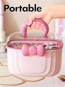 1 pieza Organizador de accesorios para el cabello - Estuche de almacenamiento grande de 2 capas transparente con divisores, portátil a prueba de polvo para sujetadores de cabello, diademas - Para mujeres y niñas en color rosa y morado de vuelta al colegio