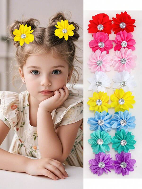 10pcs/Pack Girls Solid Color Flower Petal Hair Scrunchies, Soft, Non-Damaging, Elastic Ponytail Holders, Cute Hair Accessories, Suitable For Daily Use