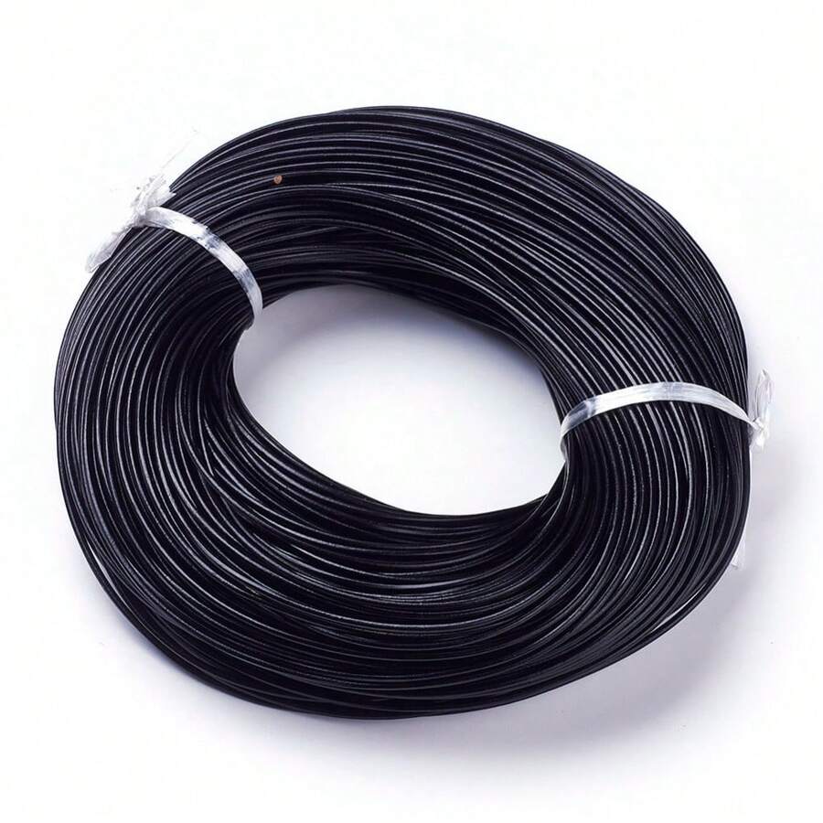 Cowhide Leather Cord Genuine Leather Strip Cord Braiding String Black About 2.0mm Thick - 黑色 - 查看 1