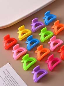 30pcs Bright Color D-Shaped Hair Claws For Women, Cute Sweet Niche Everyday Versatile Mini Hair Clip Accessories