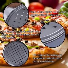 1/2pcs Pizza Pan, Round, Perforated, Non-Stick, Pies Outbreak, Steel, Mould, 32 Cm, Anthracite