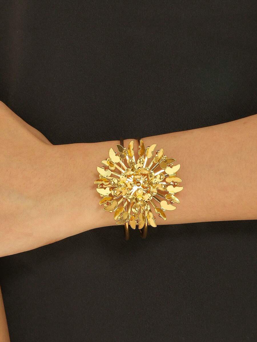 1pc Fashionable Cutout Butterfly Bracelet, Suitable For Daily Wear - Yellow Gold - View 1