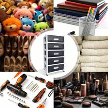 Wevalley WeValley Tour de rangement - sur roulettes, 5 tiroirs, hauteur 61 cm, idéale rangement bureau, cours, documents, fournitures, accessoires - Noir transparent et Blanc