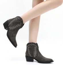 GLOBALWIN Women's Western Boots Ankle Cowboy Boots For Women Fall Boots Halloween Season - 灰色 - 查看 5