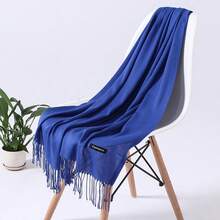 1pc Women 27.6"X74.8" Tassel Imitation Cashmere Long Thin Scarf, Minimalist Elegant Air Conditioning Shawl, Soft Breathable Warm Scarf, Suitable For Daily Outings, Dates, Sunshade, Warmth, All Seasons - Multicolor - View 24