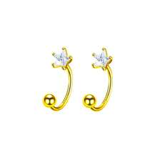 2 piezas Pendientes de tuerca con estrella de aleación de cobre y circonita cúbica, color plateado, para perforación de trago, cartílago y hélice de la oreja de las mujeres