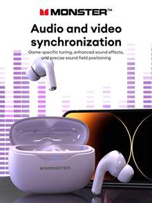 Audífonos Bluetooth MONSTER MQT53, con larga duración de batería, diafragma grande, sonido envolvente de alta calidad, a prueba de ruido, llamadas claras con micrófono, adecuado para juegos, música, deportes, negocios, auriculares inalámbricos compatibles con teléfonos inteligentes y computadoras - Multicolor - Ver 1
