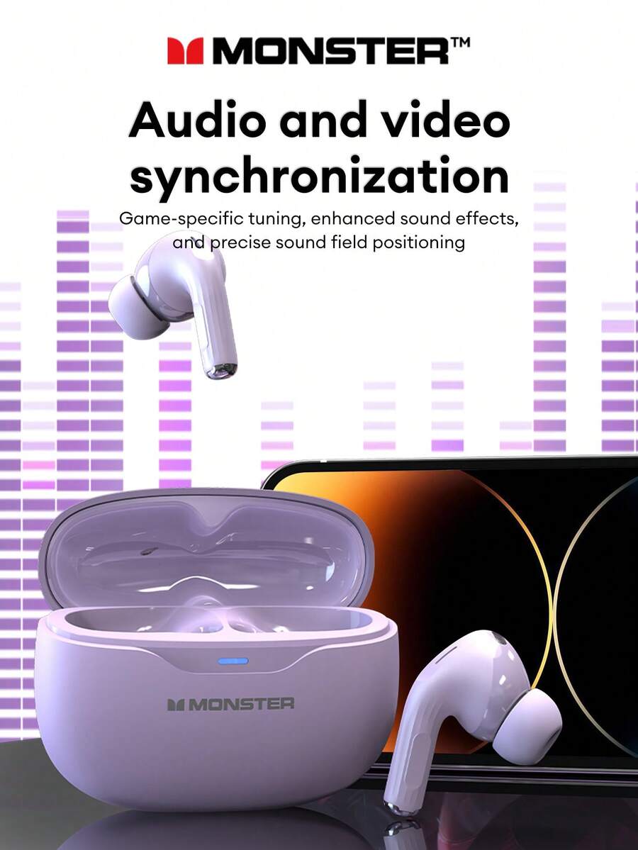 Audífonos Bluetooth MONSTER MQT53, con larga duración de batería, diafragma grande, sonido envolvente de alta calidad, a prueba de ruido, llamadas claras con micrófono, adecuado para juegos, música, deportes, negocios, auriculares inalámbricos compatibles con teléfonos inteligentes y computadoras - Multicolor - Ver 1