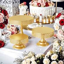 1pcsElegant Golden Cake Stand, Table Display Stand Decorative Cake Stand Dessert Pastry Plate Cold Meal Break Display Stand Afternoon Tea Snack Stand Light Luxury Cake Plate Suitable For Birthdays, Parties, Graduation Season Celebrations And Other Activities