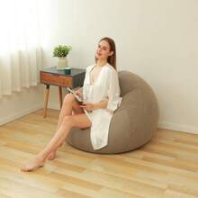 Inflatable Slouchy Sofa Chair,Flocked,Portable,Casual,Inflatable Bed,Outdoor Sleeping Bag,Foldable, Khaki Color