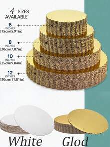 10 块蛋糕板，金色蛋糕板 6 8 10 12 英寸圆形，纸板蛋糕圆形蛋糕底座，防水防油蛋糕板，用于蛋糕 DIY、甜点和工艺品展示、情人节、甜点和工艺品展示