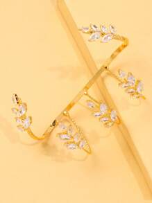 1pc Leaf Rhinestone Claw Bracelet Daily Wear Female Decorative Jewelry Simple Personalized Accessory Bracelet
