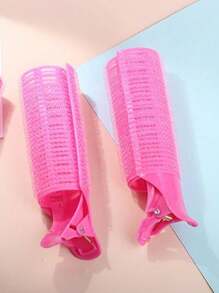 Two Pieces Of Pink Hair Clip Barrel, Modern Simple Air Liu Bangs Hair Curling Tube Eight-Figure Shaped Artifact Liu Bangs Hairpin Fluffy Curling Duck-Billed Hair Root Fluffy Clip
