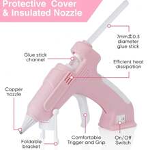 Pistola de silicona inalámbrica, pistola de silicona recargable por USB con 20 barras de silicona, kit de pistola de silicona rosa portátil de precalentamiento rápido para manualidades, artesanía, bricolaje, decoraciones y regalos de Navidad