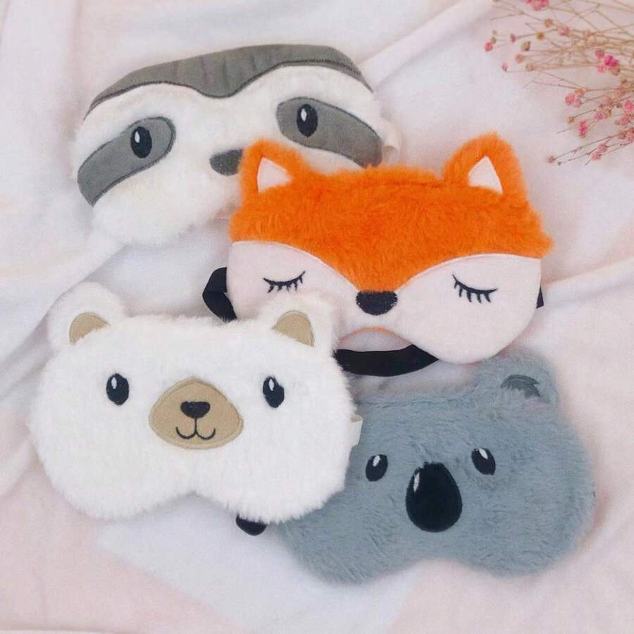 1pc Cute Plush Fox, Sloth, Bear Sleeping Eye Mask