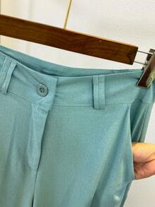 Premium Wide Leg Tailored Linen Pantaloons - Mint Green - View 3
