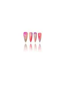 24 Pieces Long Almond Shaped Press On Nails, French Color Smudged Summer Nails, Sweet Cool Fresh Style, Suitable For Women And Girls Daily, Work, Travel Vacation