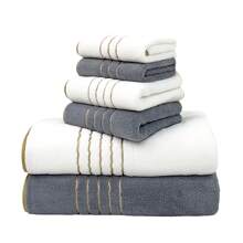 MIDENSI Juego de 6 toallas súper suaves MidEnsi - Secado rápido, toallas de baño y de mano ultra absorbentes, diseño a rayas, adecuado para uso en el hogar, hotel y spa, decoración de baño, decoración de otoño, regreso a la escuela, para salón de belleza, hogar y baño