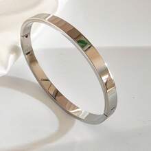 1 pièce Bracelet simple en acier inoxydable avec fermoir doré brillant, design minimaliste, unisexe