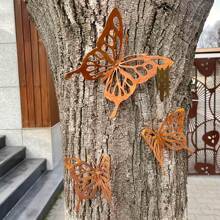 1 Stück rustikale Metall Schmetterling Statue, lebendiger und energiegeladener Schmetterling, Heimdekoration, Außengarten Dekoration, Outdoor Wandkunst, Muttertag, Abschlussgeschenk