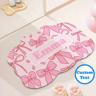 1 pieza Alfombra de baño de tierra de diatomeas personalizada y personalizada para niños, material delicado, alta absorción de agua y secado rápido, antideslizante y estable, lavable y fácil de limpiar, personalizada con texto colorido, apta para baños, cocinas, restaurantes, regreso a la escuela en todas las estaciones