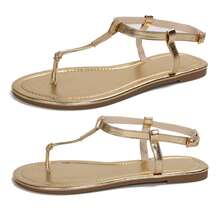Comfortable Solid Color Sandals For Women Lightweight Summer Beach Footwear - Vàng - Xem 4