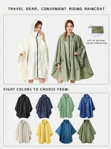 1 pieza Capa de lluvia con capucha para hombre/mujer para actividades al aire libre como senderismo y ciclismo, de material de poliéster