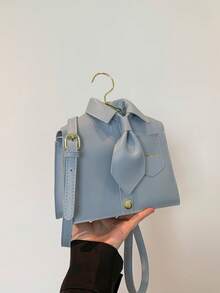 Quirky Collar Shape Women Shoulder Bag, Black Flap Fashion Crossbody Bag, Phone Pouch, Interesting Gift - Baby Blue - View 14