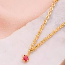 Colar Feminino Elos Dourados com Pingente Estrela Rubi Folheado a Ouro 18K - FS Semijóias