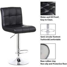 Bar Stool PU Leather With Backrest Height Adjustable Swivel Pub Chair Home Kitchen Bar Stools Black - 1 - View 4
