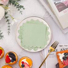 Servilletas decorativas de encaje verde salvia, adecuadas para bodas, fiestas y cumpleaños - Verde - Ver 4