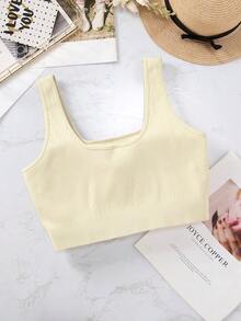 Plus Size Women Seamless Knit Comfortable Breathable Sports Bra - Apricot - View 2